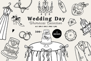 Wedding Line Art Vector Set