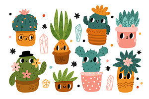 Cute Cactus And Succulents. Funny