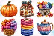 Vintage Knitted Autumn Clipart PNG, a Seasonal Illustration by Canvas Craft (Thumbnail 3 of 5)