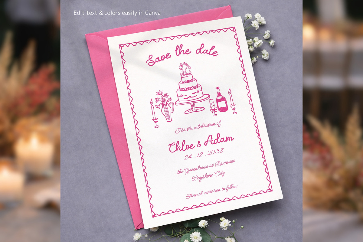 Wedding Save the Date Canva bd003, an Invitation Template by TyphoonStudio (Photo 5 of 9)