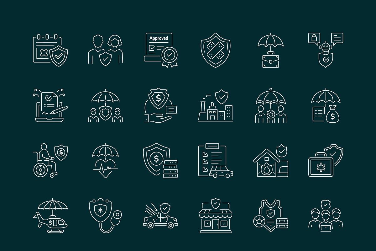 Insurance Icon Set, an Outline Icon by Prosymbols (Photo 7 of 8)