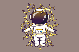Cute Astronaut Electricity Lightning, a Technology Illustration by Catalyst Labs