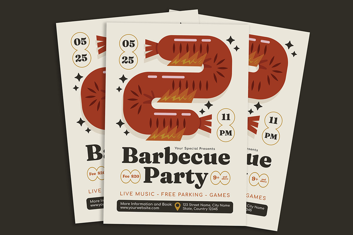 Modern BBQ Night Flyer, a Flyer Template by Gumico Studio. (Photo 2 of 3)