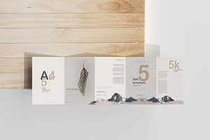 A4 Size Five Fold Brochure Mockup