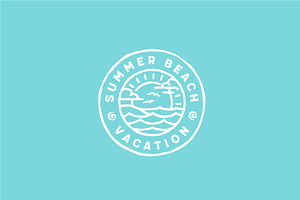 Rustic Stamp Summer Beach Logo