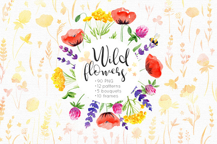 Wildflowers watercolor clipart
