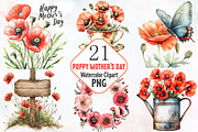 Poppy Mother's Day Watercolor Png, an Illustration by RobertsArt (Thumbnail 1 of 7)