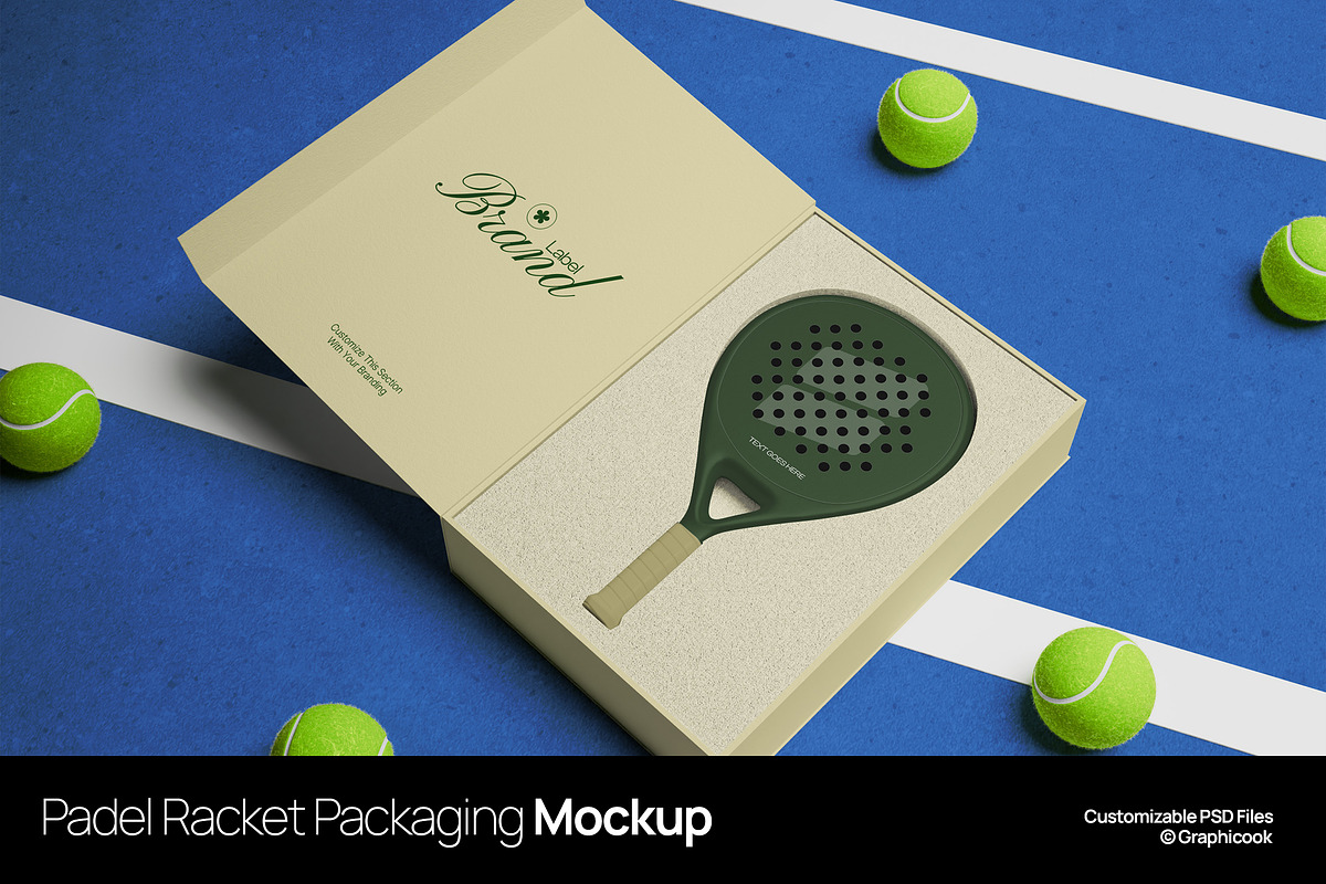 Padel Racket Packaging Mockup, a Cups & Container Mockup by graphicook