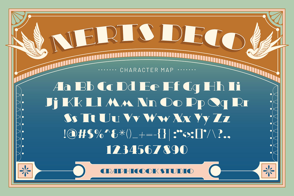 Nerts Deco Artdeco Display Typeface, a Font by graphicook (Photo 2 of 10)
