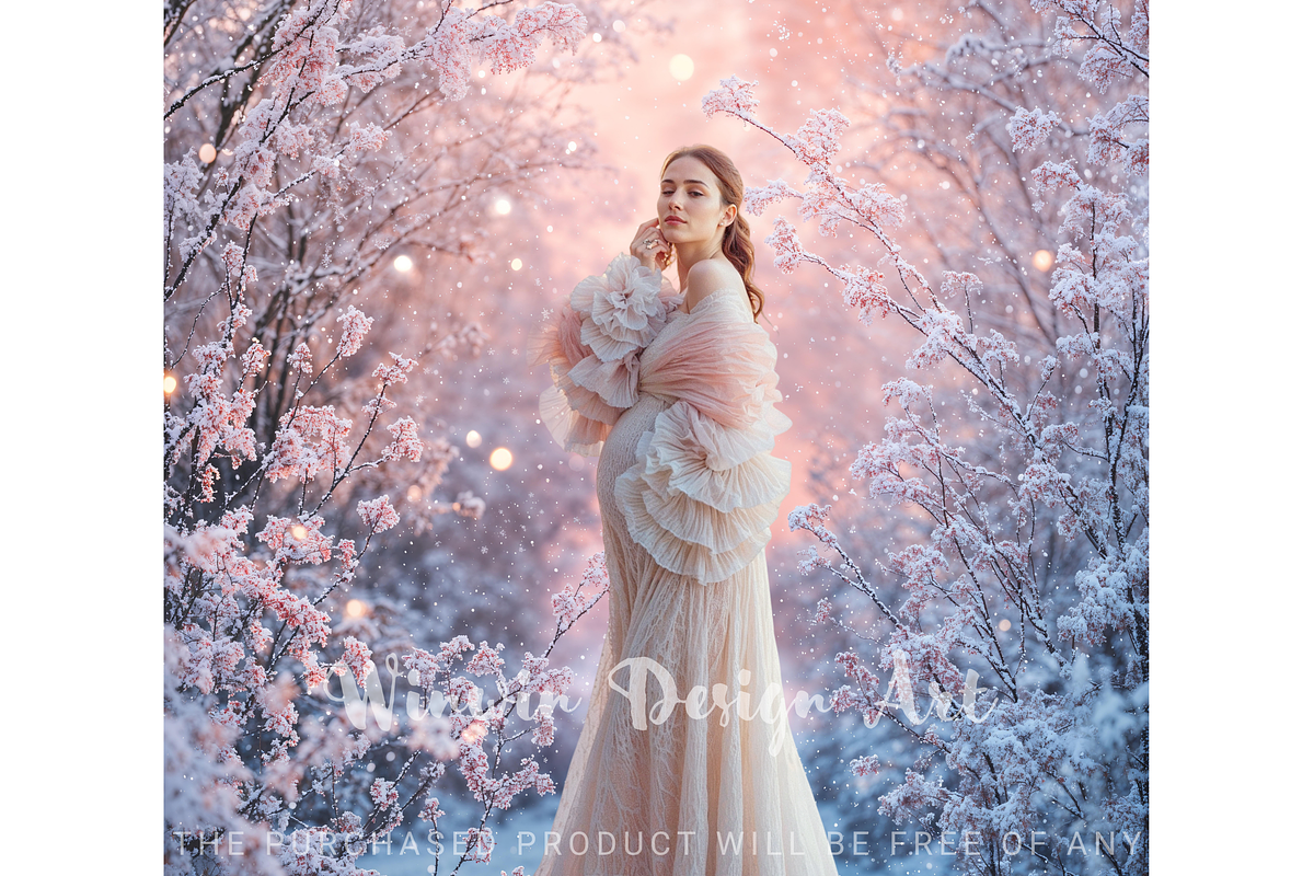 Snowfall Floral Portrait Backdrop, a Background Photo by Winwin Design Art (Photo 2 of 7)