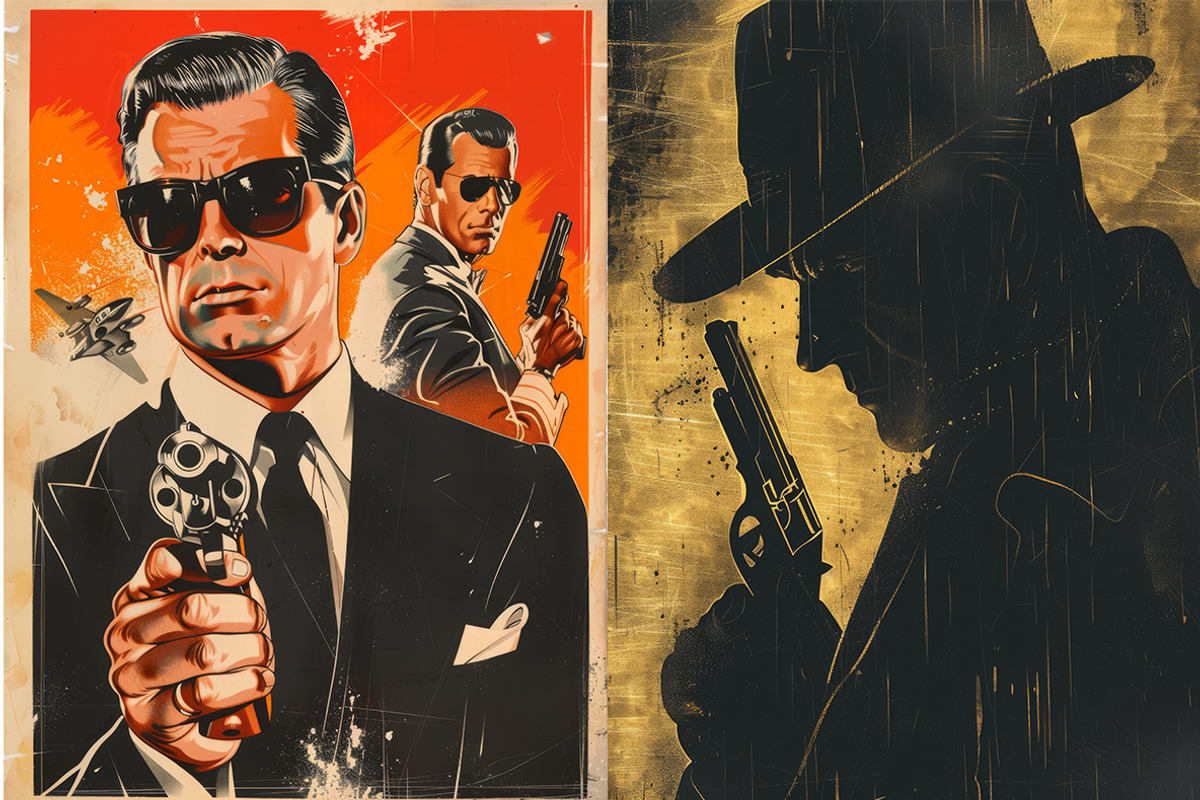 209 Vintage movie posters, a Person Illustration by Handmadefont (Photo 3 of 11)