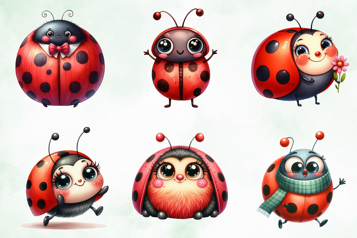 Quirky Funny Ladybug Clipart, an Illustration by Creative Art (Photo 5 of 6)
