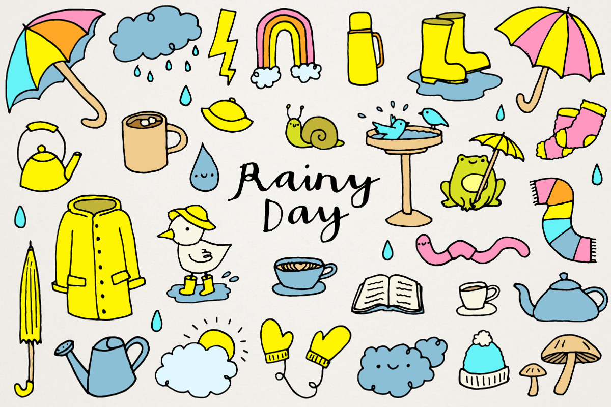 Rainy Day Clipart Illustrations Set, an Object Graphic by Lemonade Pixel (Photo 1 of 8)