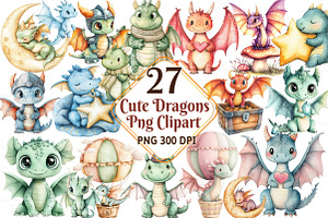 Dragons watercolor clipart, an Illustration by Watercolor design