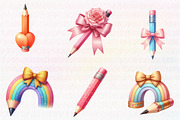 Coquette School Pencil Bow Clipart, an Illustration by CreationArt (Thumbnail 2 of 5)