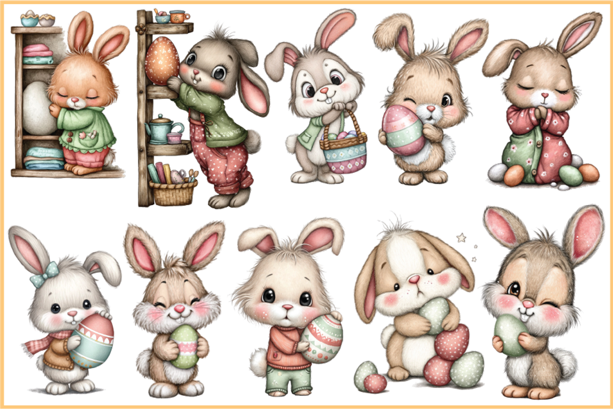 Cozy Easter Bunny Clipart, a Seasonal Illustration by HueNestify (Photo 3 of 3)