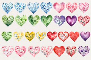 Hearts Watercolor Clipart. AI