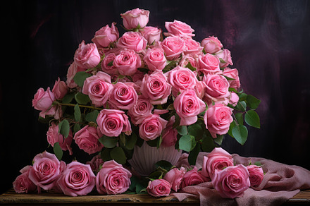 A vibrant vase filled with pink rose, a Photo by Iftikhar Alam