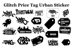 Glitch Price Tag Urban Sticker SVG, a Graphic by musafir_fashion