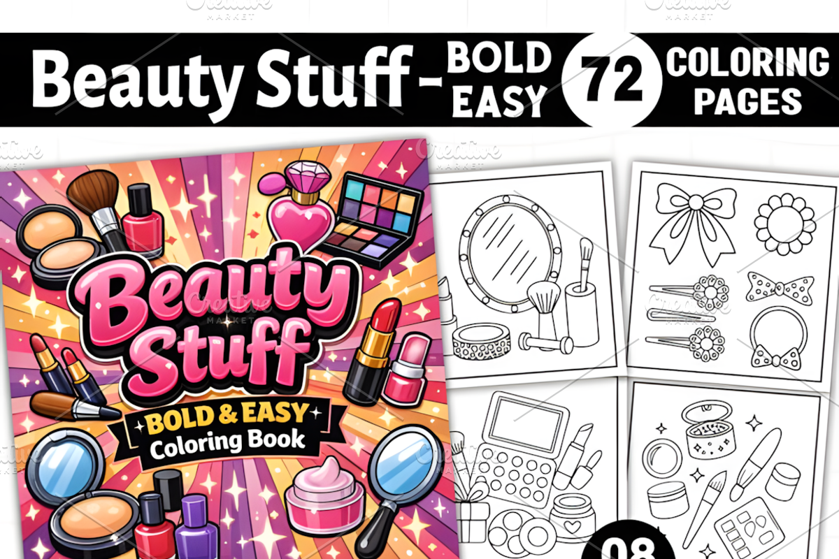 Beauty Stuff Coloring Book, a Decorative Illustration by Design Station (Photo 1 of 7)