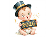 Vintage New Year's Eve clipart, a Seasonal Illustration by Creative design (Thumbnail 5 of 7)