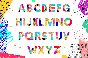 Artistic Alphabet With Gold Texture