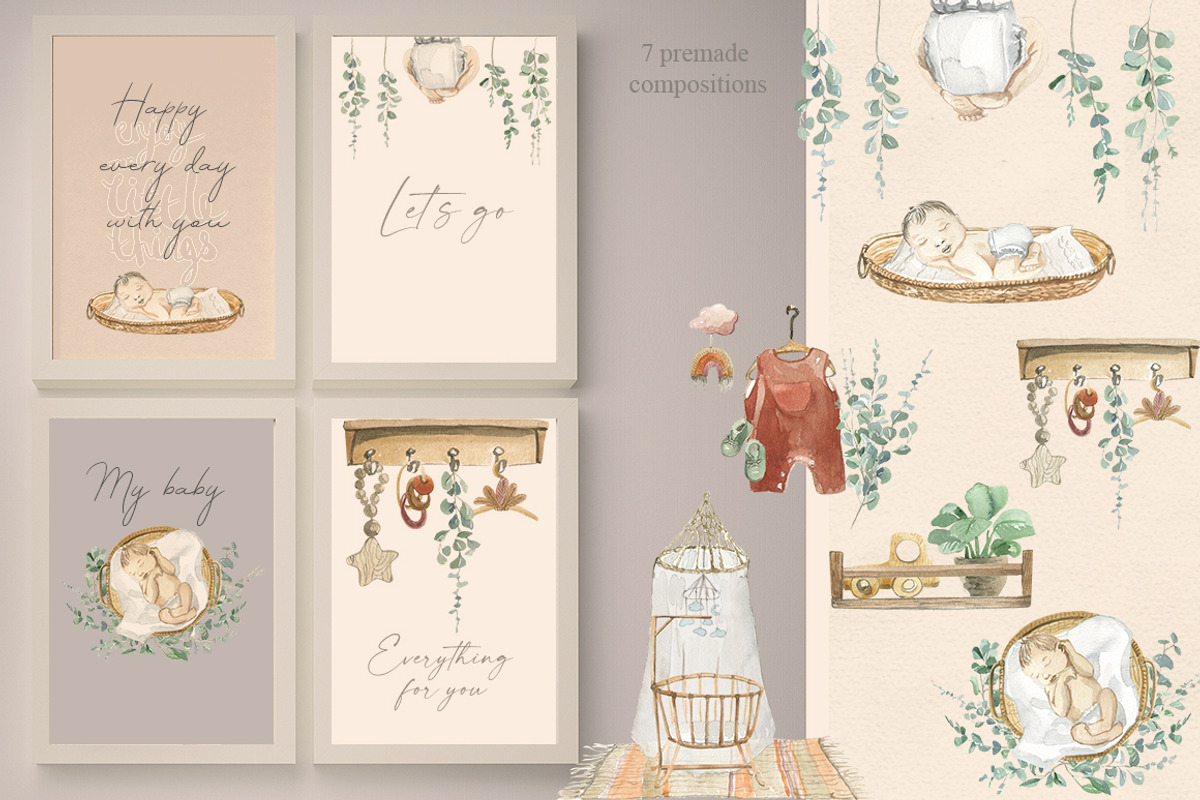 Bohemian Nursery Watercolor, an Illustration by Love Watercolor Store (Photo 6 of 7)