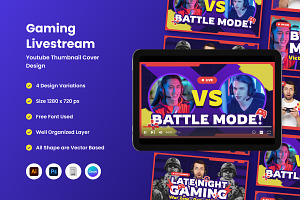 Gaming Livestream YouTube Thumbnail, a Social Media Template by twinstd