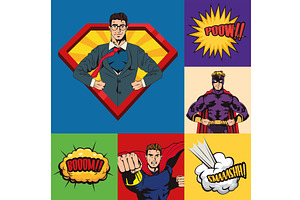 Pop Art Style Six Icons