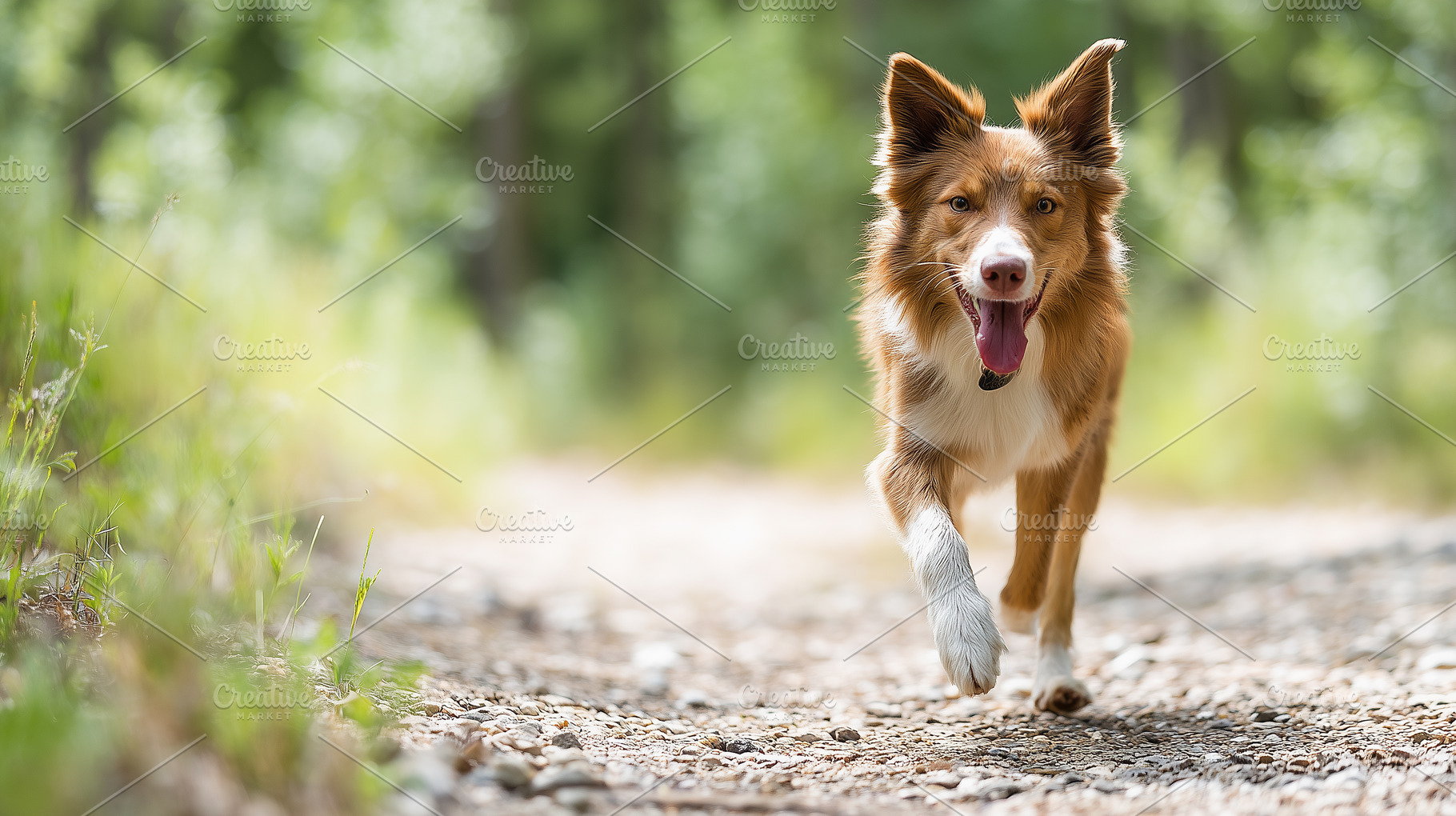Happy brown Border Collie dog run, an Animal Photo by MistyDay