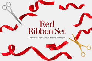 Grand opening ceremony red ribbons, an Object Illustration by Vector Tradition