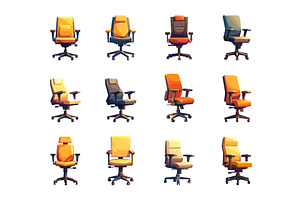 Cartoon set of computer chairs of, an Object Illustration by LadadikArt