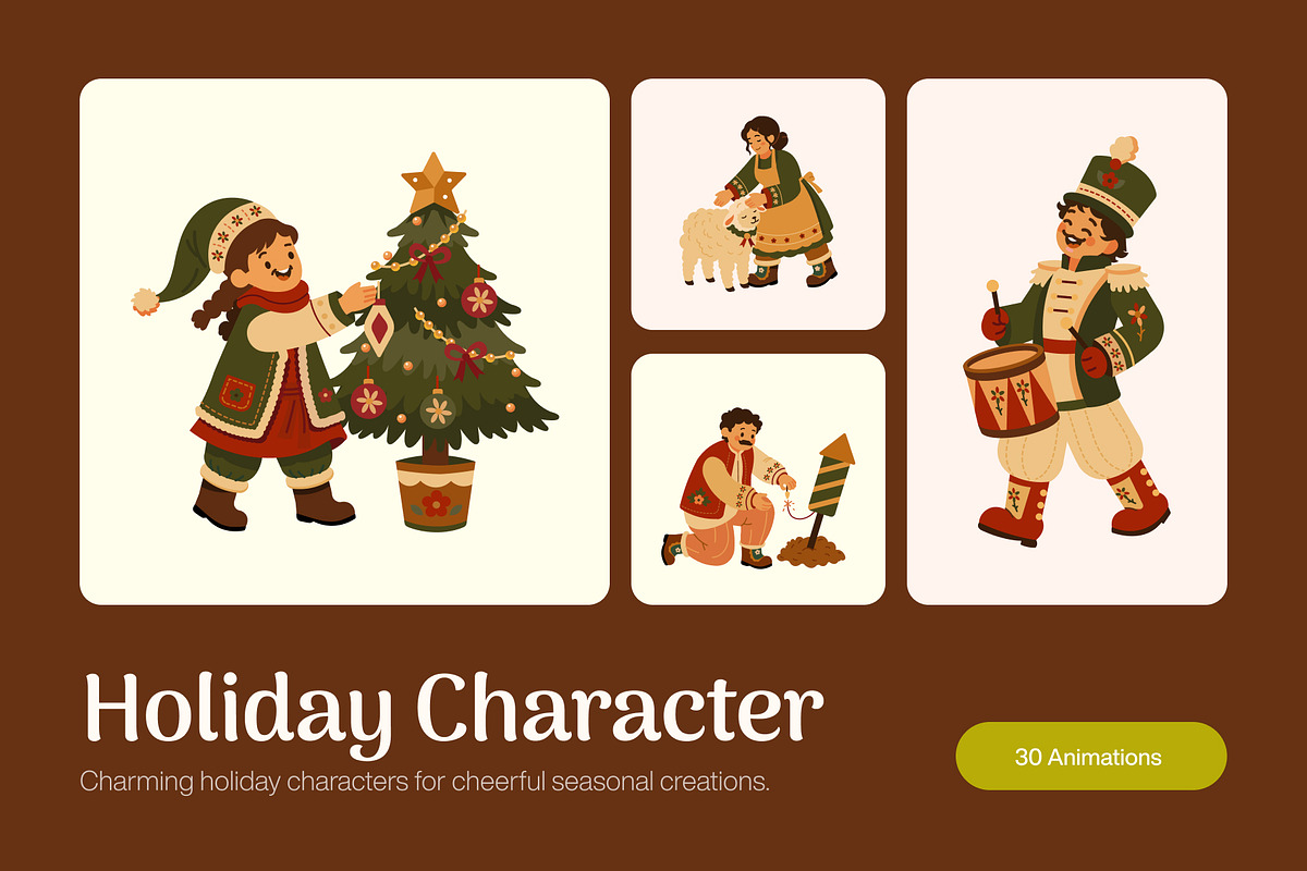 30 Animated Holiday Illustrations, a Seasonal Illustration by Prosymbols (Photo 1 of 4)