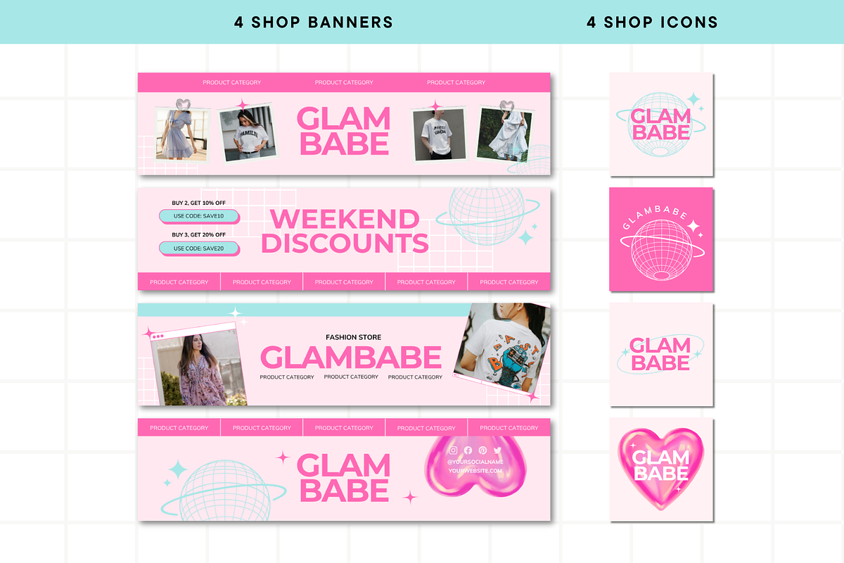 Y2k Pink Etsy Shop Kit Template, a Branding & Logo Template by Anna Design Studio (Photo 3 of 8)