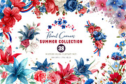 Patriotic Floral Corners Clipart, a Seasonal Illustration by CreationArt (Thumbnail 1 of 4)