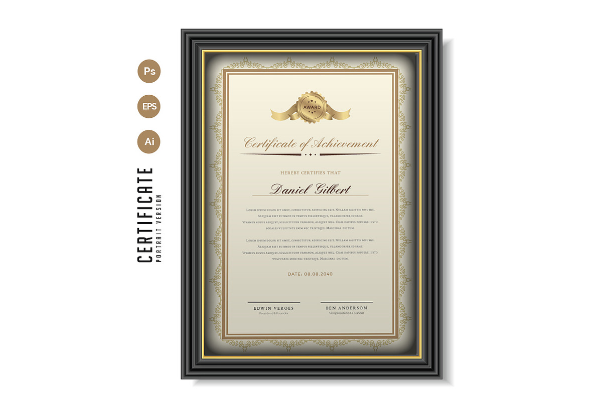 586. Modern Certificate Template, a Stationery Template by CreativeRezwan (Photo 3 of 3)