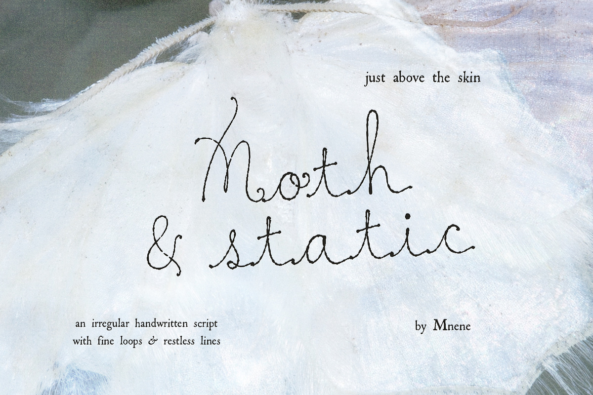 Moth & Static Handwritten Font, a Script Font by Mneme (Photo 1 of 9)
