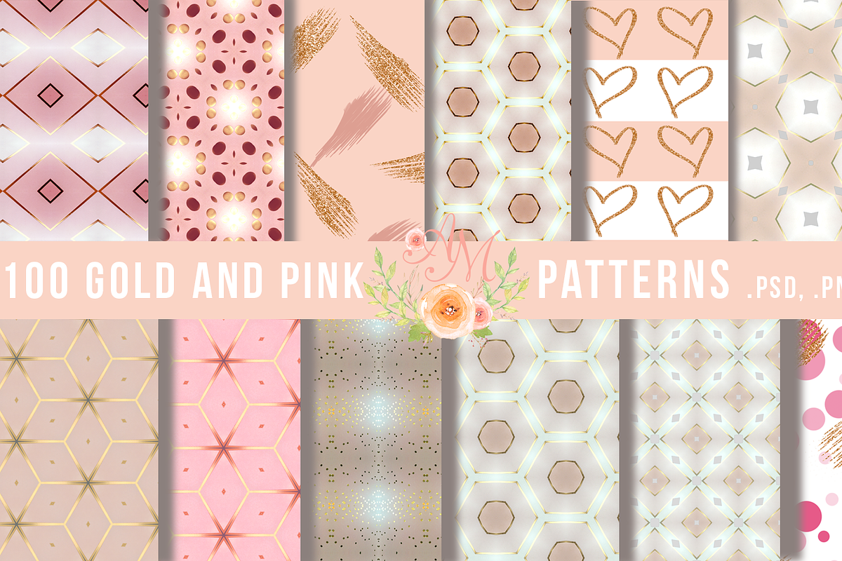 100+ Gold and Pink SEAMLESS 90% off!, a Pattern Graphic by TheLegacyBrandingCo (Photo 12 of 12)
