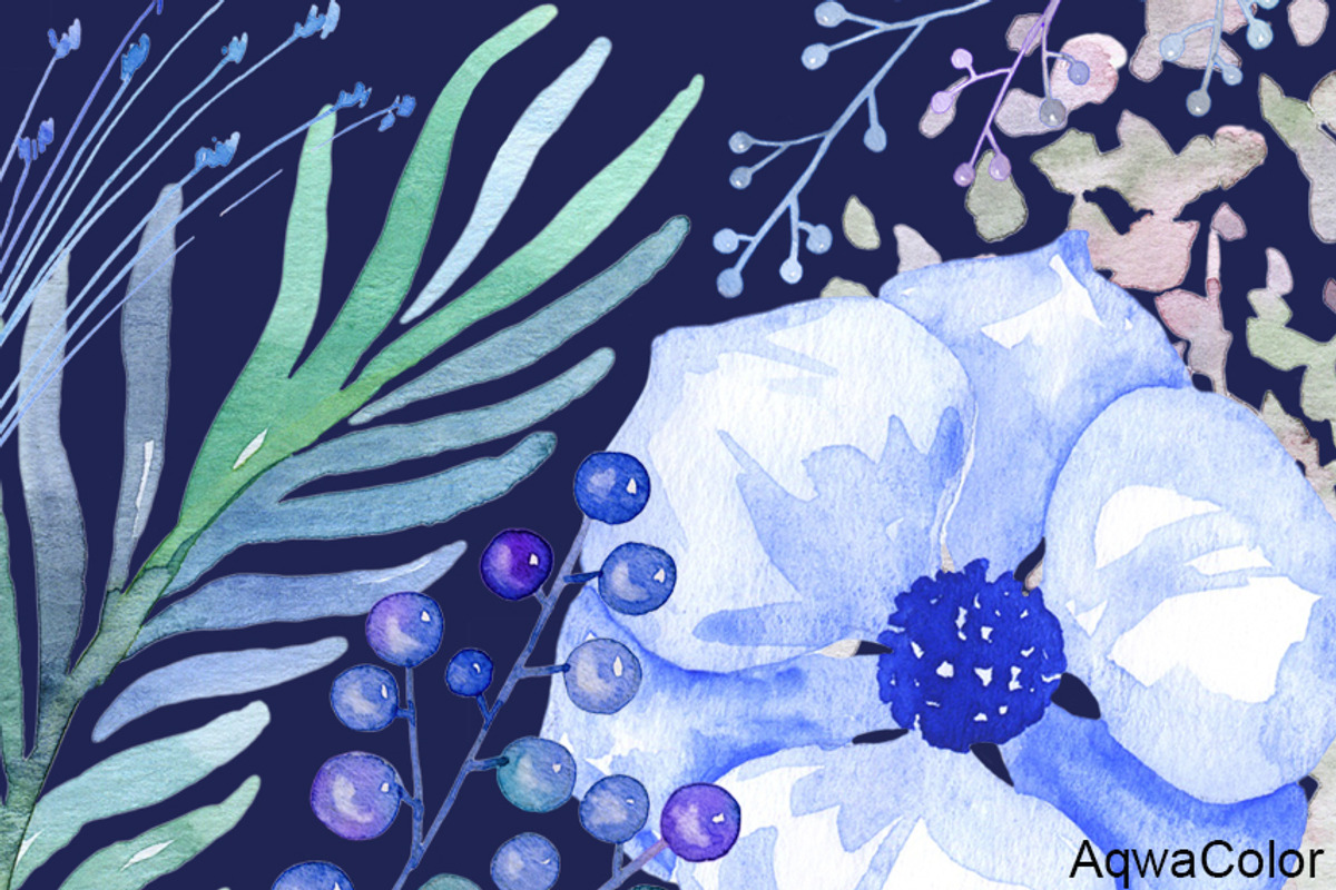 Watercolour clipart Blue, an Illustration by AqwaColor (Photo 3 of 3)