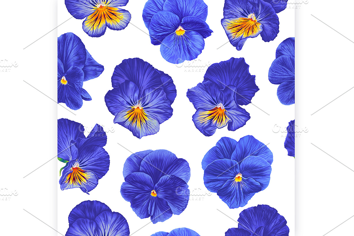 Blue Pansies Seamless Pattern, a Pattern Graphic by MarynaPetrovska (Photo 2 of 11)