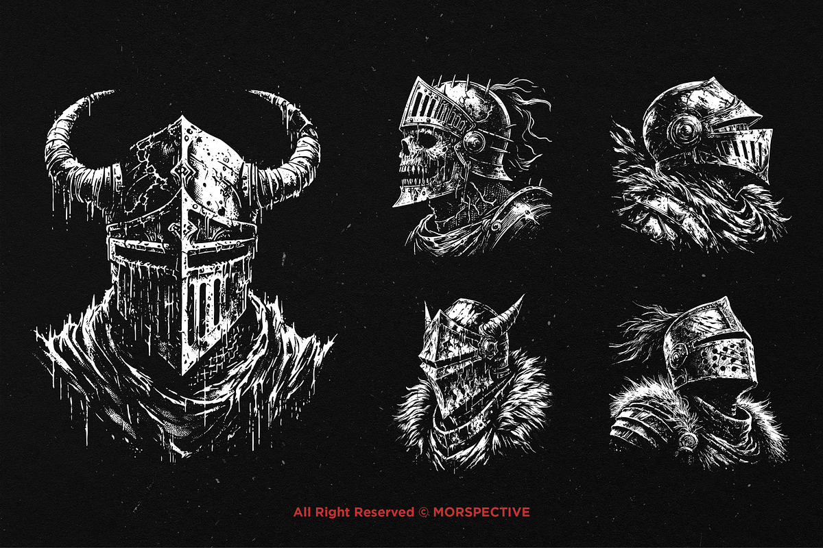 10 Bundle Dark Art Skull Warrior, an Illustration by Morspective (Photo 5 of 7)