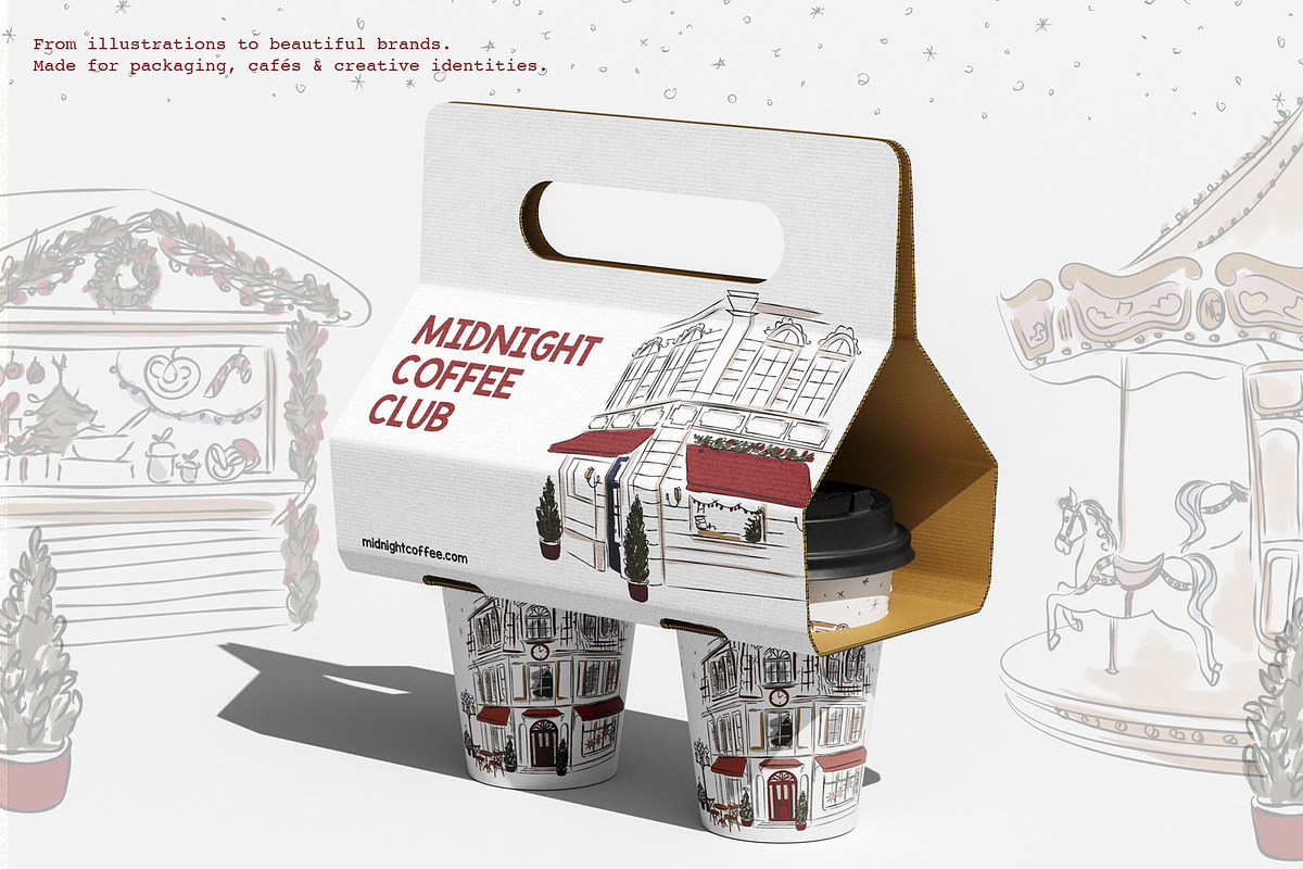 Midnight Town – Winter Line Art, a Seasonal Illustration by Mio Buono (Photo 12 of 18)