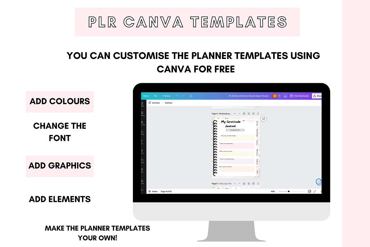 Canva Mental Health Planner, a Stationery Template by DigitalbossCreations (Photo 2 of 7)