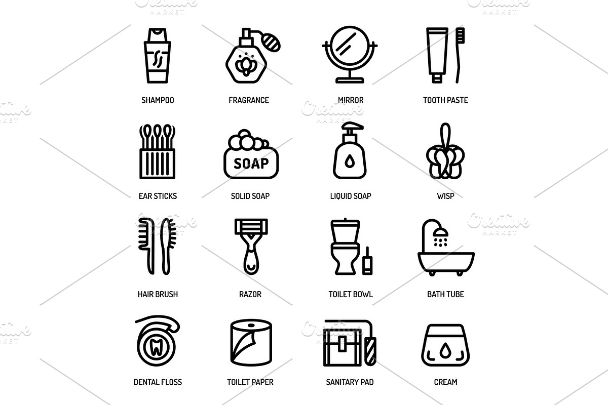 personal hygiene icons, a Healthcare Illustration by Olha Kostiuk