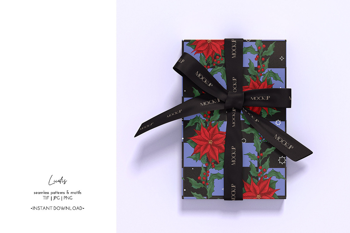 Vintage Christmas Poinsettia Pattern, a Pattern Graphic by Liiafis (Photo 8 of 8)