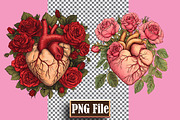 Floral Heart Clipart Bundle Png, an Object Graphic by protabsorkar11 (Thumbnail 8 of 9)