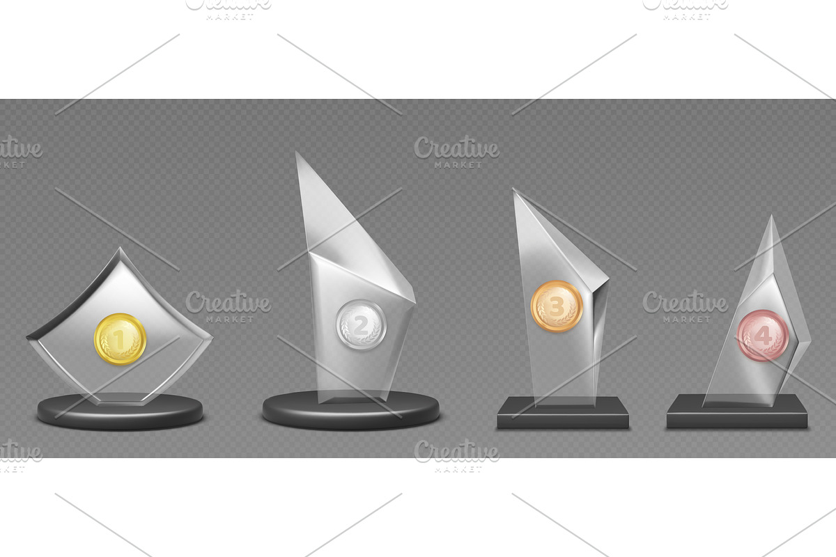 Transparent glass award with, an Object Illustration by art PVP - market