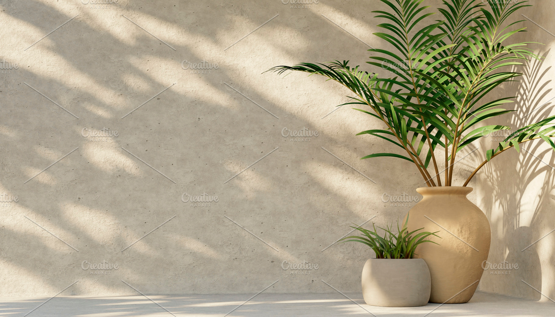 Summer background palm in clay pot, an Architecture Photo by hitdelight