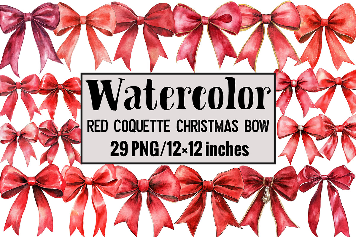 Red Coquette Christmas Bow, an Illustration by Design Market (Photo 1 of 3)