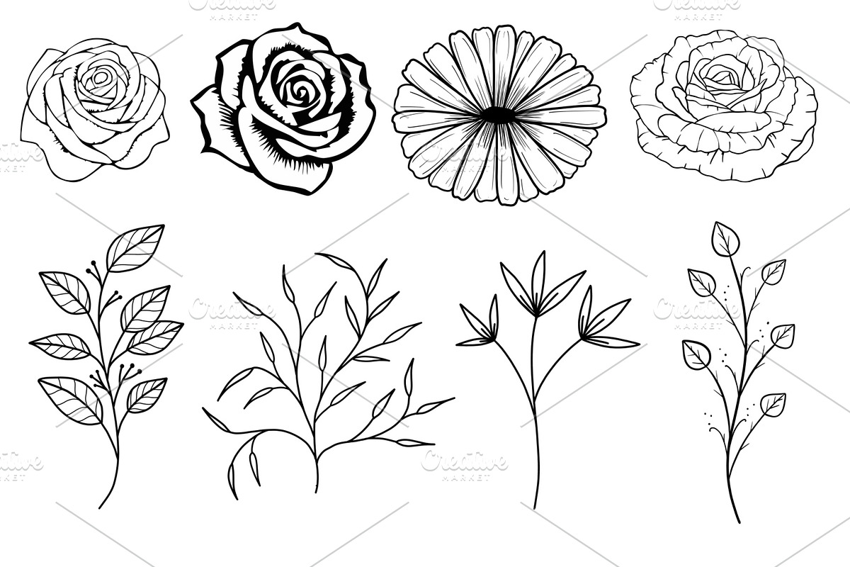 Floral tattoo stamps for procreate, a Brush Add-On by aivos (Photo 2 of 9)